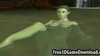 Sexy 3d cartoon elf with an all green and beautiful body porn video